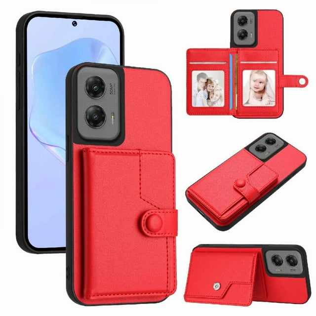 FOXDOCK Case for Motorola Moto G Stylus 5G 2024 RFID-Blocking Card Holder - Stylish Button Closure Design