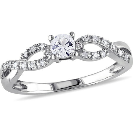 1/4 Carat T.G.W. Created White Sapphire and Diamond-Accent 10kt White Gold Infinity Engagement