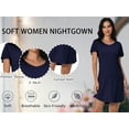 thumbnail image 4 of FEREMO Womens Nightgown Flared Short Sleeve Nightshirt V Neck Comfy Sleepshirt Casual Sleepwear, 4 of 6