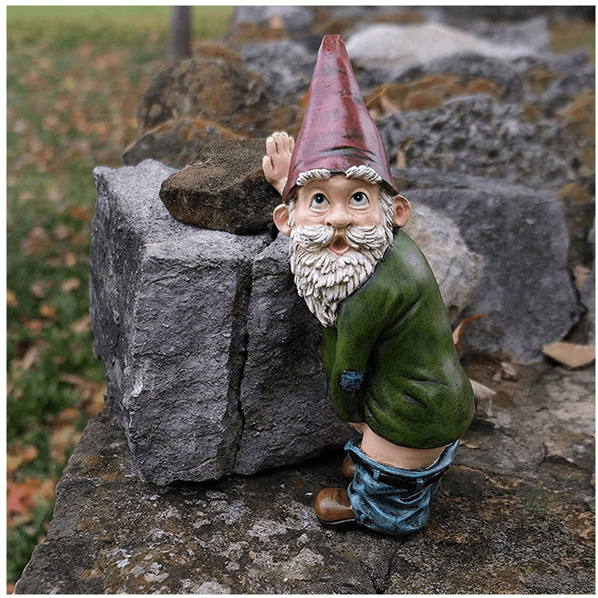 15cm Peeing Gnome Polyresin Naughty Garden Flashing Gnome For Lawn Decoration 