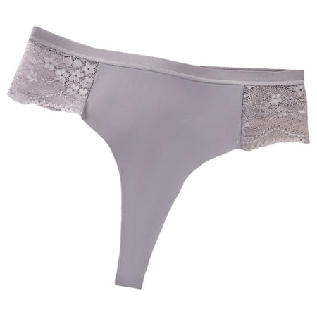 BYHONG Foreign Trade European and Lace Briefs Ladies Comfortable Crotch Seamless Ice Silk Panties Border Pants Women Panties Purple XL