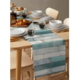 thumbnail image 6 of Turquoise Grey Wooden Table Runner Cotton Linen 48 Inch Holiday Dresser Scarves, Farmhouse Teal Wood Tablerunner for Kitchen Coffee Dining Bedroom Home Living Room Dinner Scarf Décor 13''x48'', 6 of 9