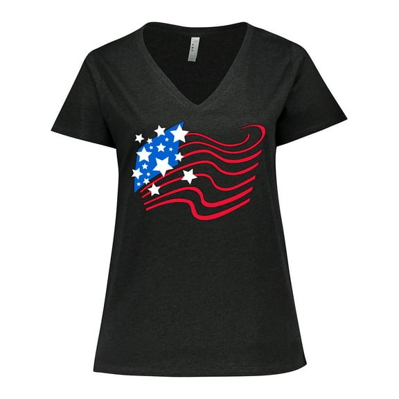 Inktastic Stylized American Flag Fourth of July Women's Plus Size V-Neck T-Shirt