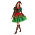 thumbnail image 2 of CAIVO Adult Festive Elf Fancy Dress Kit, Women Green Red Christmas Cosplay Outfit for Theme Party, Carnival & Photo Shoot Costume, 2 of 5