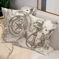 thumbnail image 3 of Nautical Map Throw Pillow Covers 18x18 Inch Set of 2 Vintage Anchor Rope Compass Decorative Ocean Sea Pillows Cases Cotton Linen Outdoor Summer Cushion Cover for Sofa (Anchor 2) (001), 3 of 6