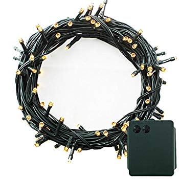 World Market Christmas Lights 200 LED Improved Design with Timer 8 Modes String Fairy Lights Green Cable Battery Power Operated Waterproof Indoor & Outdoor for Christmas Tree Xmas Party Garden Decorated (Warm White) ()