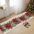 thumbnail image 6 of Christmas Red Floral Washable Area Rug 2 x 6 ft Winter Vintage Farmhouse Pine Cone Flower Soft Non‑Slip Rugs Stain Repellent Indoor Mats for Long Hallway, Kitchen Runner, Corridor Laundry, 6 of 9