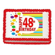 Happy 48th Birthday Edible PEEL N STICK Frosting Photo Image Cake Decoration Topper