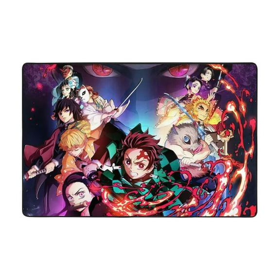 Demon Slayer Floor Mat Flannel Anti-Slip Pad Doormat 36"X24" Soft Absorbent & Wear-Resistant Area Rug For Home & Office