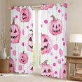 thumbnail image 2 of Homewish Watercolor Pumpkin Lantern Blackout Curtains for Girls, Polka Dot Halloween Curtains Pack of 2 (42x84 Each), Pink White, 2 of 5