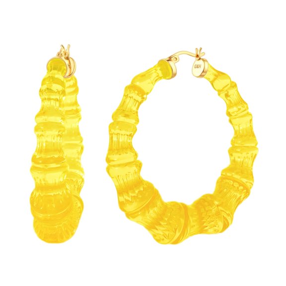 Lemon Yellow Lucite Bamboo Hoops