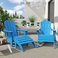 thumbnail image 3 of Polytrends  Laguna Hdpe All Weather Outdoor Patio Foldable Adirondack Chairs With Ottomans (5-Piece Set) Pacific Blue, 3 of 5