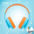 thumbnail image 4 of PowerLocus - Auriculares supraaurales para niños, inalámbricos Bluetooth para niños, con micrófono, volumen limitado de 85 dB, plegables con funda de transporte, cable de audio, modo micro SD para cla, 4 of 5
