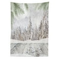 thumbnail image 3 of Ambesonne Winter Tablecloth Rectangular Table Cover, Wooden Surface Image, 60"x84", Green White Beige, 3 of 4