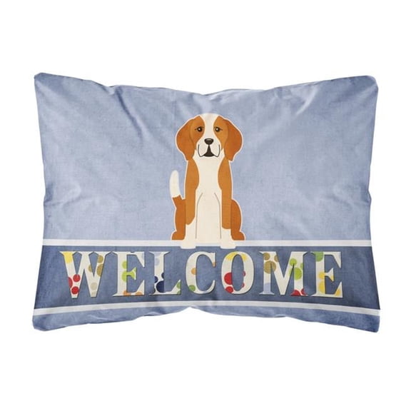 Carolines Treasures BB5691PW1216 English Foxhound Welcome Canvas Fabric Decorative Pillow, 12H x16W, multicolor