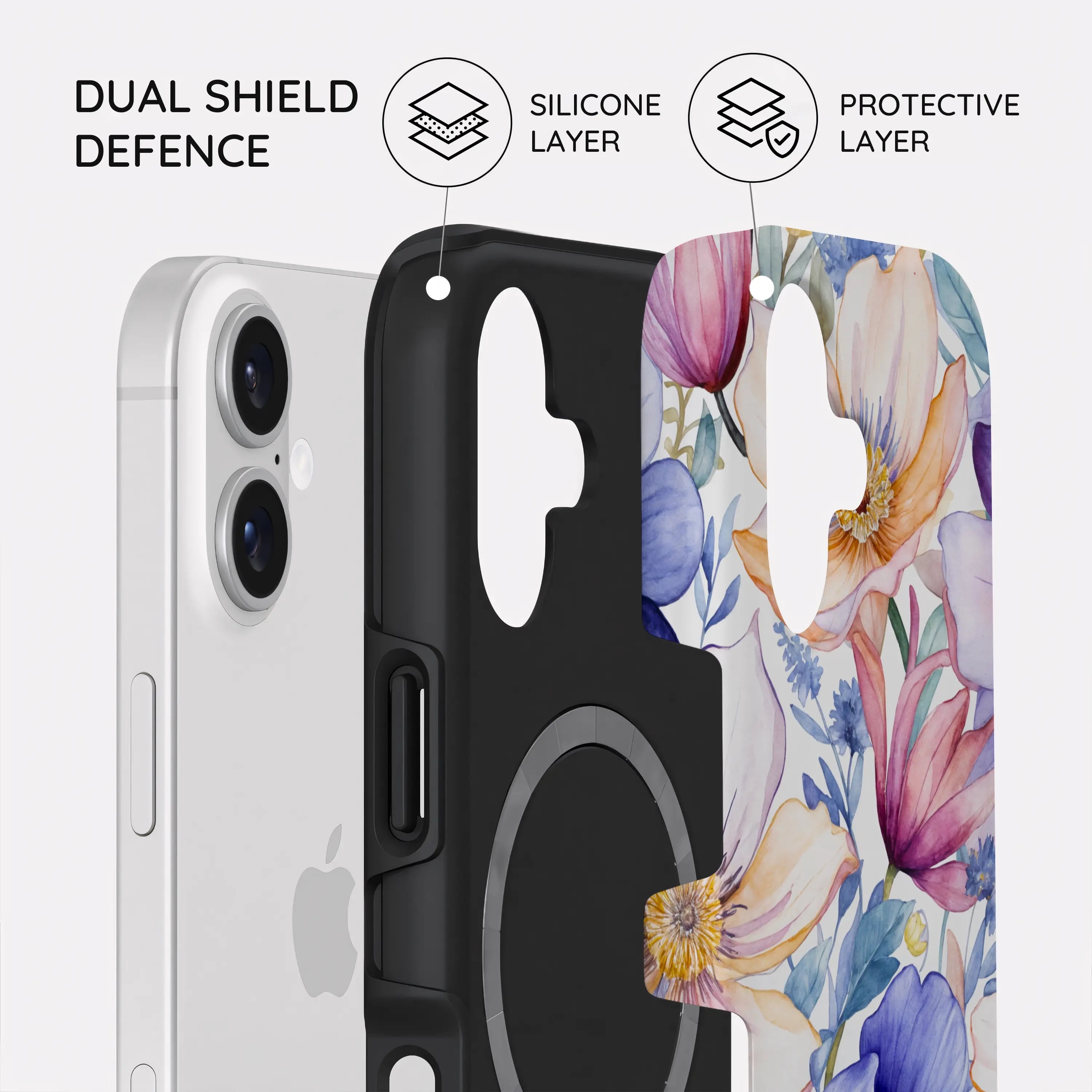 CASETEROID Tough Case for iPhone 17 – Dual-Layer Protection, Shockproof [Compatible with MagSafe] – Blossom Haven Case
