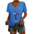 thumbnail image 1 of Fiudx Ofertas Del Día Camiseta de Cuello Redondo con Estampado Del Día de La Independencia Degradado de Manga Corta para Mujer, 1 of 3