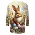 thumbnail image 5 of YUEHUA Women's Happy Easter Shirt Crew Neck 3/4 Sleeve Funny Tops Rabbit Graphic Colored Eggs Print Tee T-Shirts Easter Day Gifts, 5 of 5
