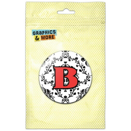 

Letter B Initial Damask Elegant Red Black Refrigerator Button Magnet