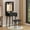 Black, variant on PULUOMIS Small Vanity Desk with Mirror and Lights,Makeup Vanity Table with Chair and Drawers for Small Space, Compact Dressing Table with