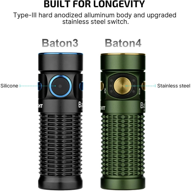OLIGHT Baton 4 Rechargeable EDC Flashlight, LED Light 1300 Lumens