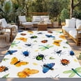 thumbnail image 2 of Spring Butterfly Dragonfly Outdoor Rug for Patio/Deck/Porch, Non-Slip Large Area Rug 3 x 5 Ft, Farmhouse Botanical Floral Indoor Outdoor Rugs Washable Area Rugs, Reversible Camping Rug Carpet Runner, 2 of 8