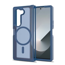 Designed for Samsung Galaxy Z Fold 6 Magnetic Phone Case,Compatible with Mag-Safe,Military Grade Shockproof Anti-Scratch Durable Rugged Ultra Slim Skin Feel Translucent Phone Case,Darkblue