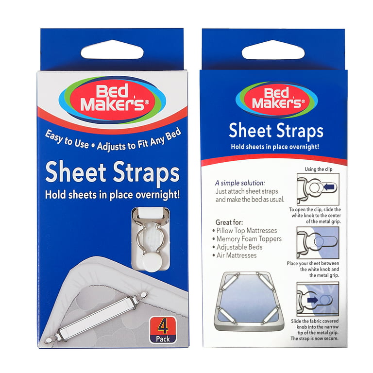 BBDOU Bed Sheet Clips Straps Sheet Holder Mattress Clips, 4 Pcs Adjustable  Elastic Bed Sheet Grippers Straps Suspender Fasteners Holder