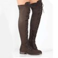 thumbnail image 1 of Botas sobre la rodilla para mujer Zapatos planos con cordones hasta el muslo, 1 of 2