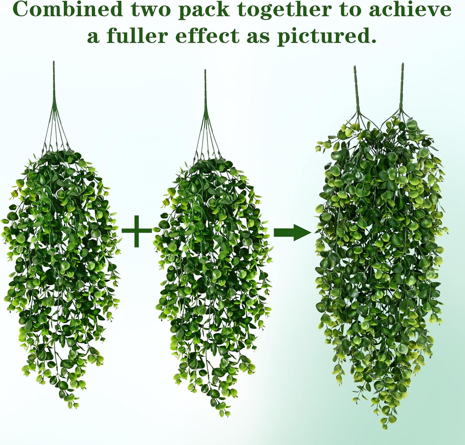 Waipfaru 8 Pcs Fake Hanging Plant,Faux Eucalyptus Leaf Greenery Vine,UV Resistant Plastic Plant,Artificial Hanging Plants,Ivy Room Decor,Outdoor