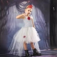 thumbnail image 4 of Odeerbi Kids Girls Vintage Queen Dress Gothic Rose Crochet High Low Tulle Tutu Dress with Crown, 4 of 7