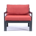 thumbnail image 3 of LeisureMod Chelsea Outdoor Patio Black Aluminum Armchairs With Cushions Set Of 2 in Red, 3 of 6