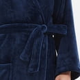 thumbnail image 5 of HAPIMO Cotton Bathrobe Soft Fleece Cardigan Pocket for Men Teen Solid Color Trendy Holiday Cloth Zipper Up Warm Absorbent Quick Dry Leisurewear Fashion Casual Holiday Navy XXL, 5 of 9
