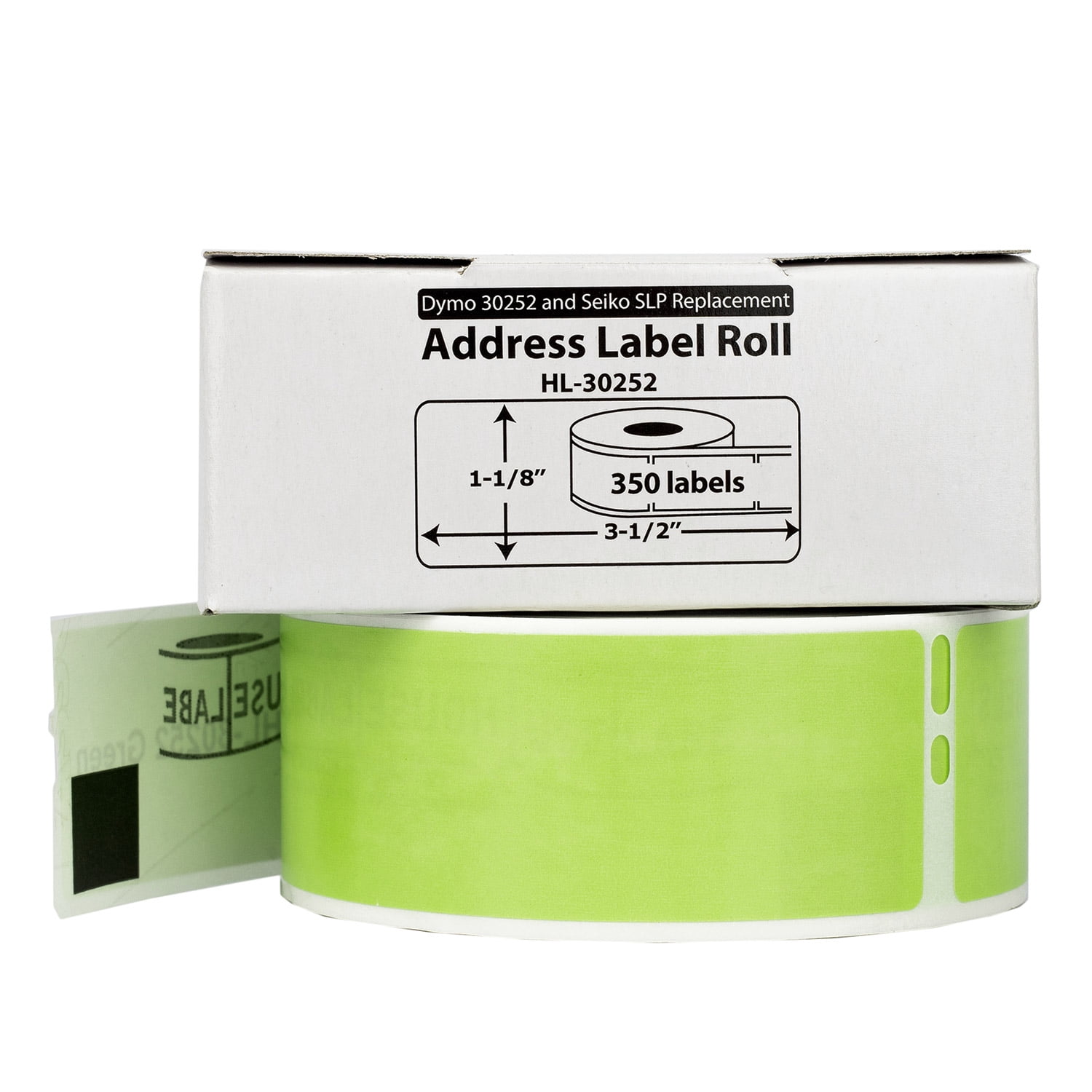 HOUSELABELS Compatible DYMO 30252 GREEN Address Labels (1-1/8" x 3-1/2"), strong permanent adhesive, compatible with DYMO LW 450, 4XL, Rollo & Zebra Desktop Printers, 12 Rolls /4200 Labels