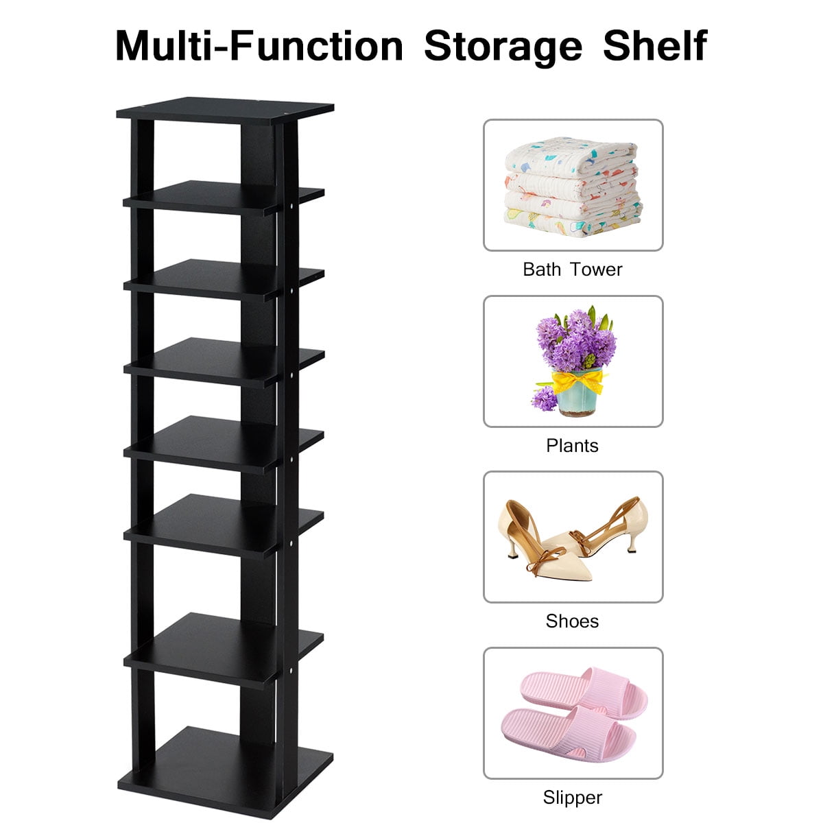 Costway Wooden Shoes Storage Stand 7 Tiers Shoe Rack Organizer Multi-shoe Rack Shoe box Black