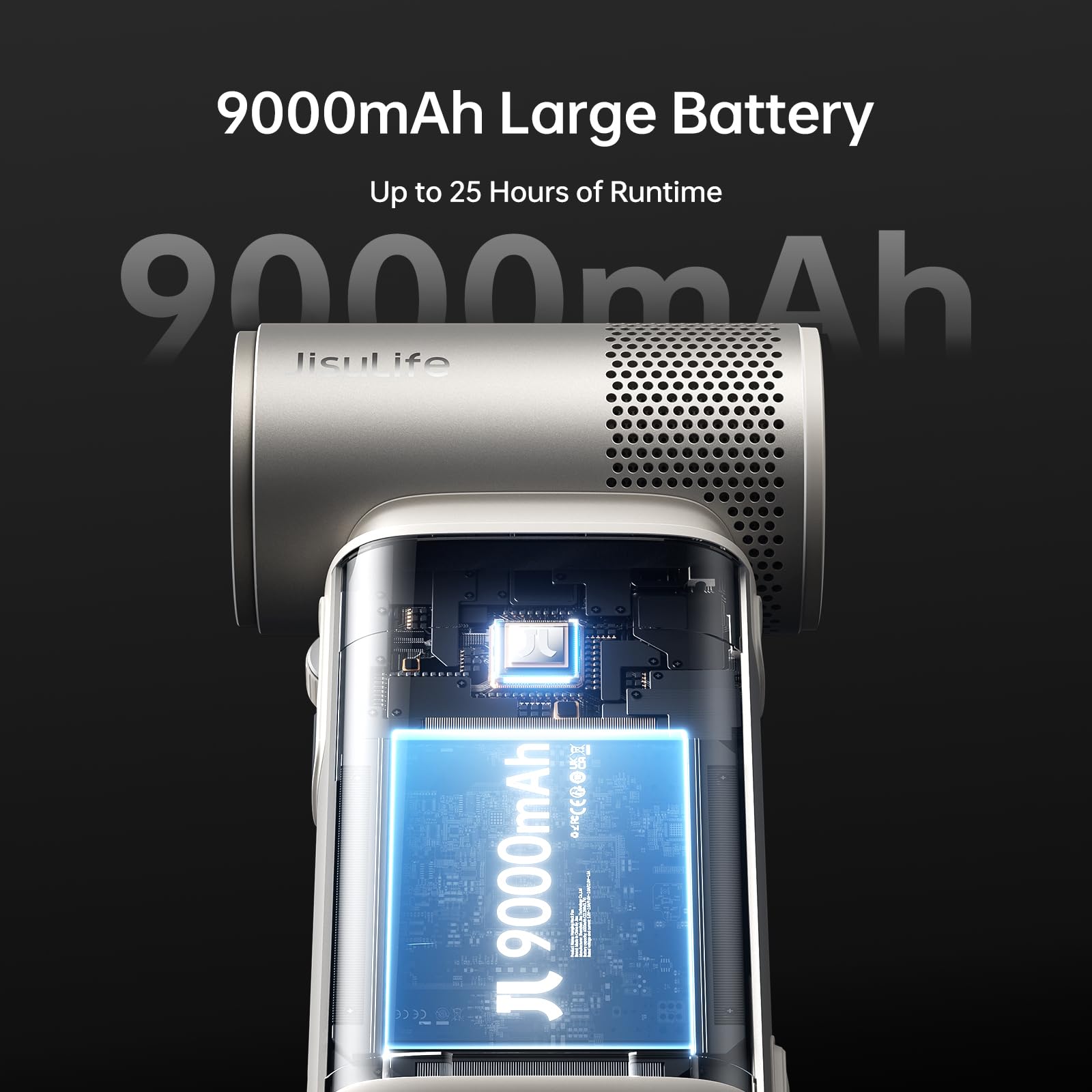Ventilateur USB Rechargeable JISULIFE 9000mAh - 100 Vitesses - Silencieux 50dB - Neuf
