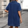 thumbnail image 7 of Favoffer Women's Denim Dresses Turn Down Neck Short Sleeve Straight Cut Washed Fabric Casual Outfits Daily Gowns Skirts Party Dating Daily Leisure, 7 of 7