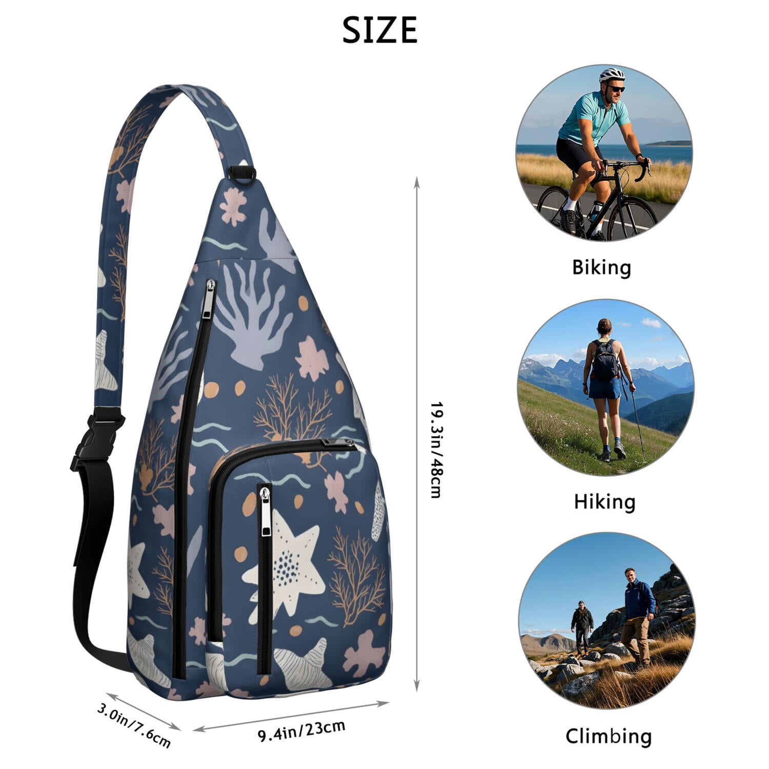 Starfish Sling Bag Small Travel Backpack for Women Men Unisex