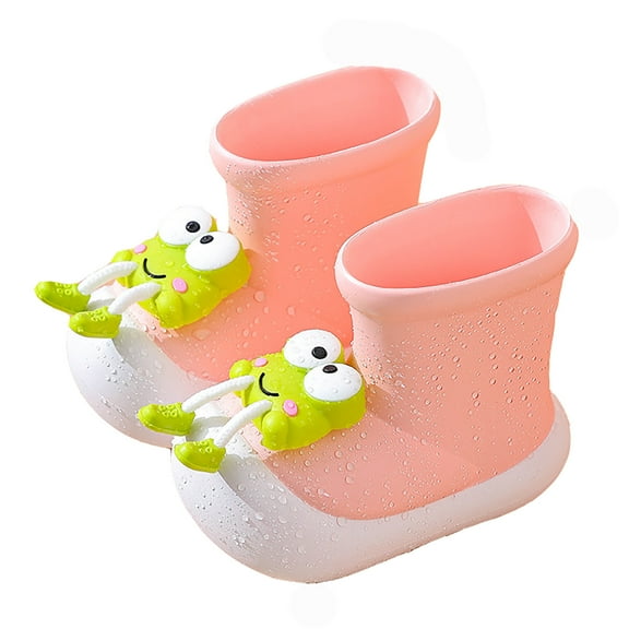 ibiyuan Toddler Rain Boots Waterproof Lightweight Cartoon Rubber Rain Shoes Boys Girls with Drawstring Non- Outdoor Unisex-Child Mud Boots Easy-On Handles,4-5 Years