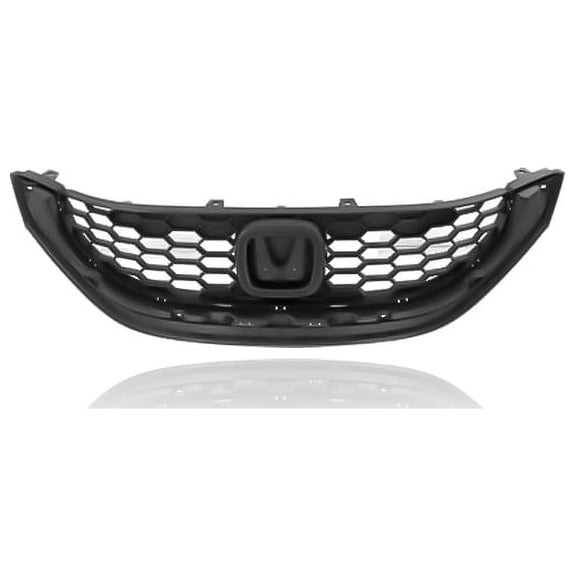Grille - Cooling Direct Fit/For 71121TR3A01 13-15 Honda Civic Sedan LX/EX/EXL/SE/HF/NG/1.8L (Exclude SI/2.4L) - Matte Dark Gray - Textured, CAPA- Certified - With Emblem Provision