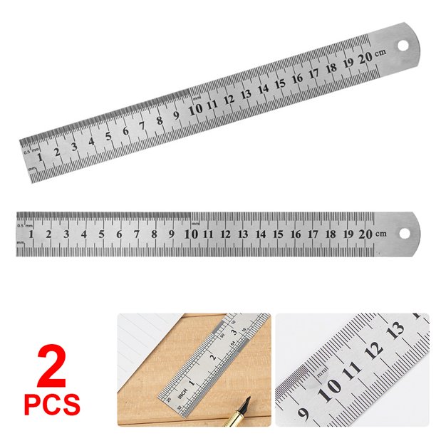 Herramienta Medición Doble Cara Con Recta Metal Acero Inoxidable (200 Mm)