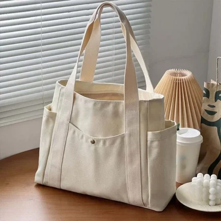 LunaGlo Large Capacity Canvas Tote Bags for Work Commuting Carrying Bag College Style Student Outfit Book Shoulder Bag Bolsos Para Mujer