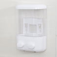 thumbnail image 2 of Miangastore Empty Plastic Wall-mounted Suction Push Type Liquid Soap Bottles Containers Refillable Shampoo Liquid Soap 2 Chamber Dispenser Shower Dispenser, 2 of 8