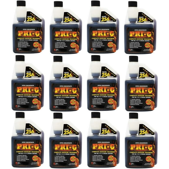 PRI-G Fuel Gasoline Treatment for Lubricity & Stability Improved Performance, Maintenance, and Emissions Reductions, Maximum Lubricity Protection, Super Concentrated & Safe - 16 Oz 12 Pack