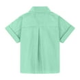 thumbnail image 6 of MEZZALL Kids Linen Shirt Short Sleeved Pleated Button Up Shirt For Spring Summer Casual Loose And Lightweight Tops 11-12 Years Lovely Kids Wear, 6 of 6