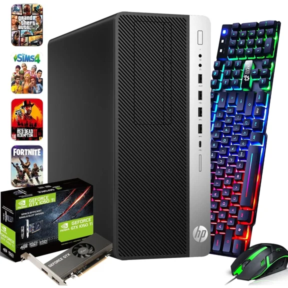 Restored HP G3 Desktop Gaming Tower PC, Intel Core i5-7th Gen. 16GB Ram, 1TB SSD   1TB Hard Drive, NVIDIA GeForce GTX 1050Ti DDR5, WiFi, RGB Set, Windows 11 Pro (Refurbished)