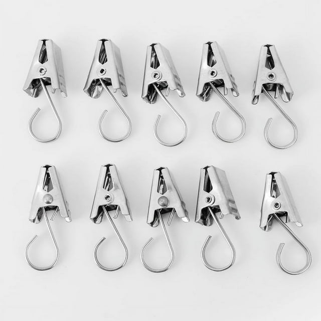 Ganchos de acero inoxidable para cortinas, paquete de 20 soportes de alambre de alta resistencia plateados para colgar luces de fiesta, decoración navideña,