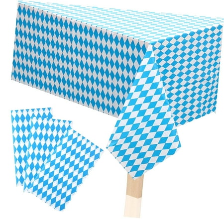 HYKE 3-Piece Blue & White Checkered Tablecloths for Oktoberfest Wonderland Tea Party, 54x108in Rectangle Plastic Covers for Camping, Picnic, Wedding, Birthday, Oktoberfest