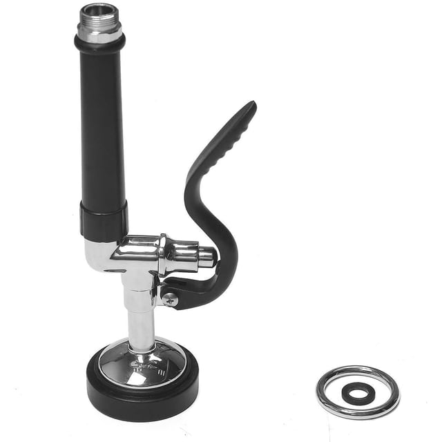 MSTJRY Pulvérisateur d'Évier Commercial Pré-Rinçage avec Poignée, 1,42 GPM Haute Pression pour Kit de Remplacement de Robinet Commercial, Chrome Poli Ï14noirï14