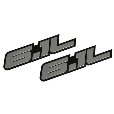 Dodge Charger Rt Grill 2 x (Pair / Set) 6.1L Liter Silver Hemi Engine Real Aluminum Emblem Badge for Dodge Charger Challenger Magnum Jeep Grand Cherokee Chrysler 300C SRT-8 SRT8 SRT RT ()